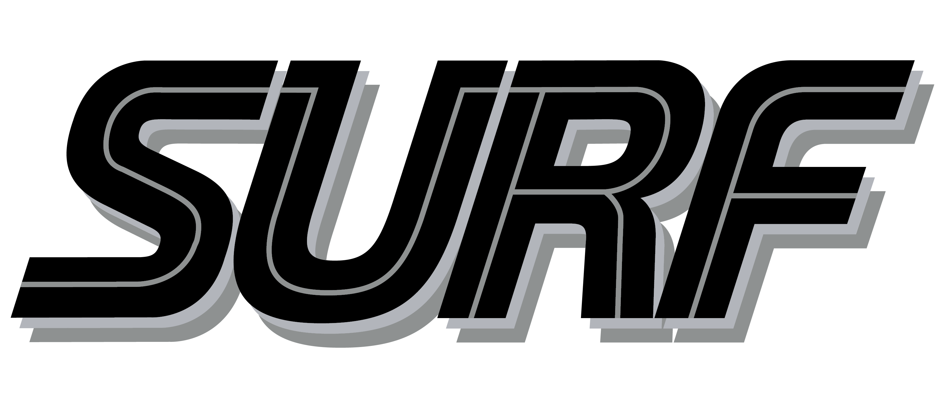 Black "Surf" Front Center Chest (Grey Training)
