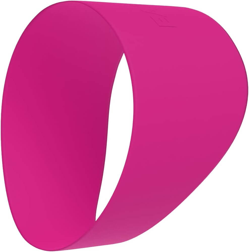 A bright pink Eazy Kickers Shoe Band Lace Cover, shown as a wide, flexible circular band with a smooth finish.