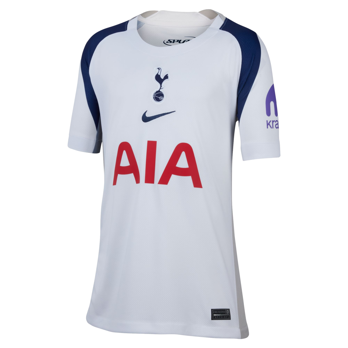 White and navy Tottenham Hotspur home jersey featuring the club crest, Nike swoosh, and red AIA sponsor on the chest.