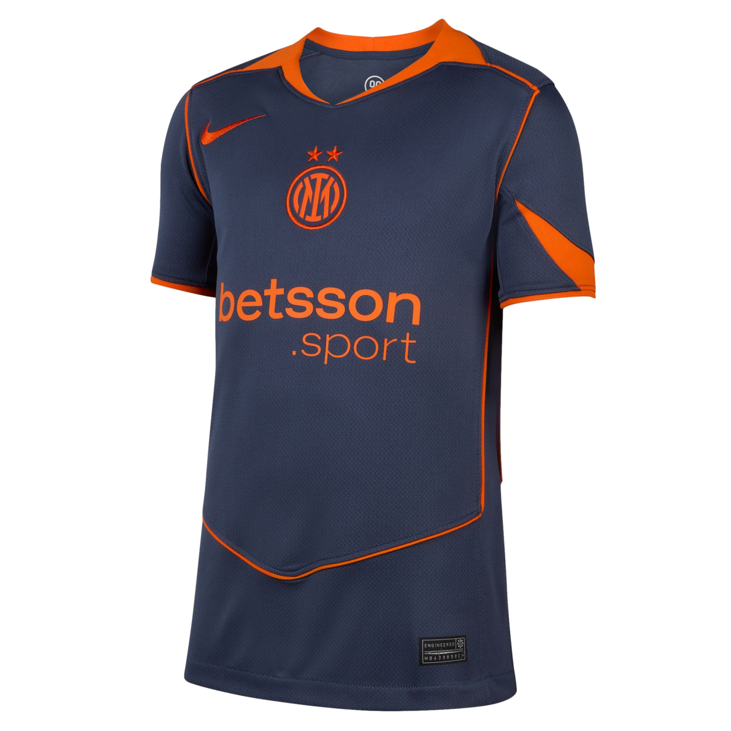 A navy blue Inter Milan training jersey featuring orange accents, the club crest with two stars, Nike swoosh, and Betsson.sport sponsor logo.