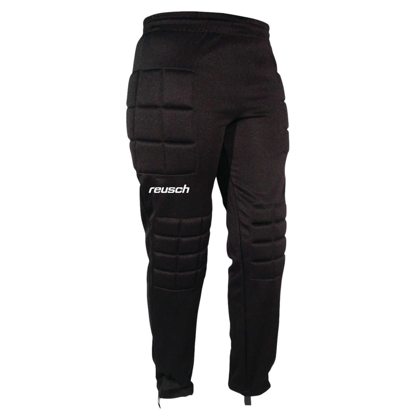 Black Reusch goalkeeper trousers with protective padding on the hips and knees.