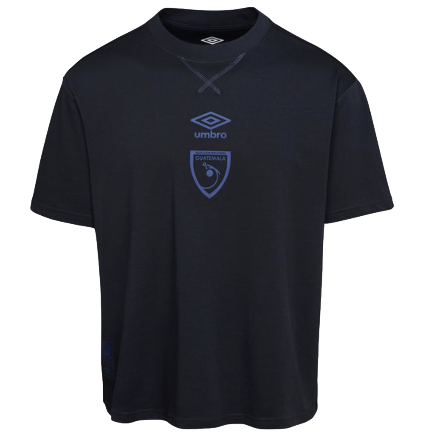 Dark navy blue short-sleeved t-shirt with light blue Umbro logo and Guatemala national football team crest centered on the chest.