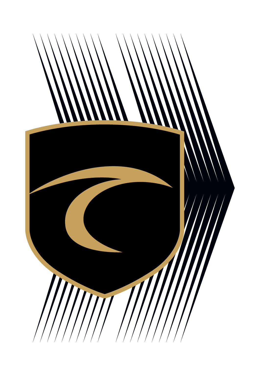 Black/Gold Surf Shield with Lines(Shorts)