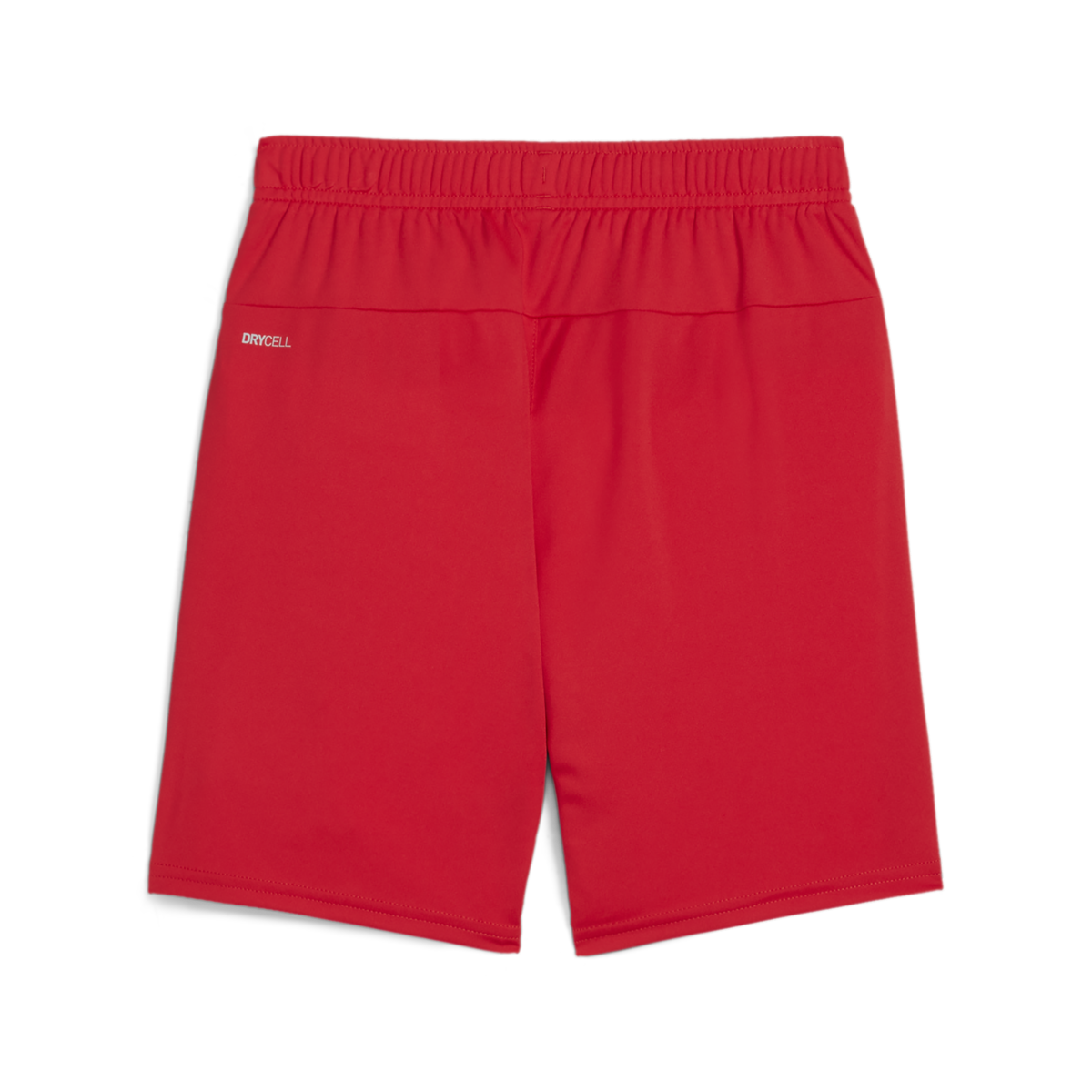 Rear view of red athletic shorts with an elastic waistband and 'DRYCELL' logo on the left hip, shown against a solid white background.