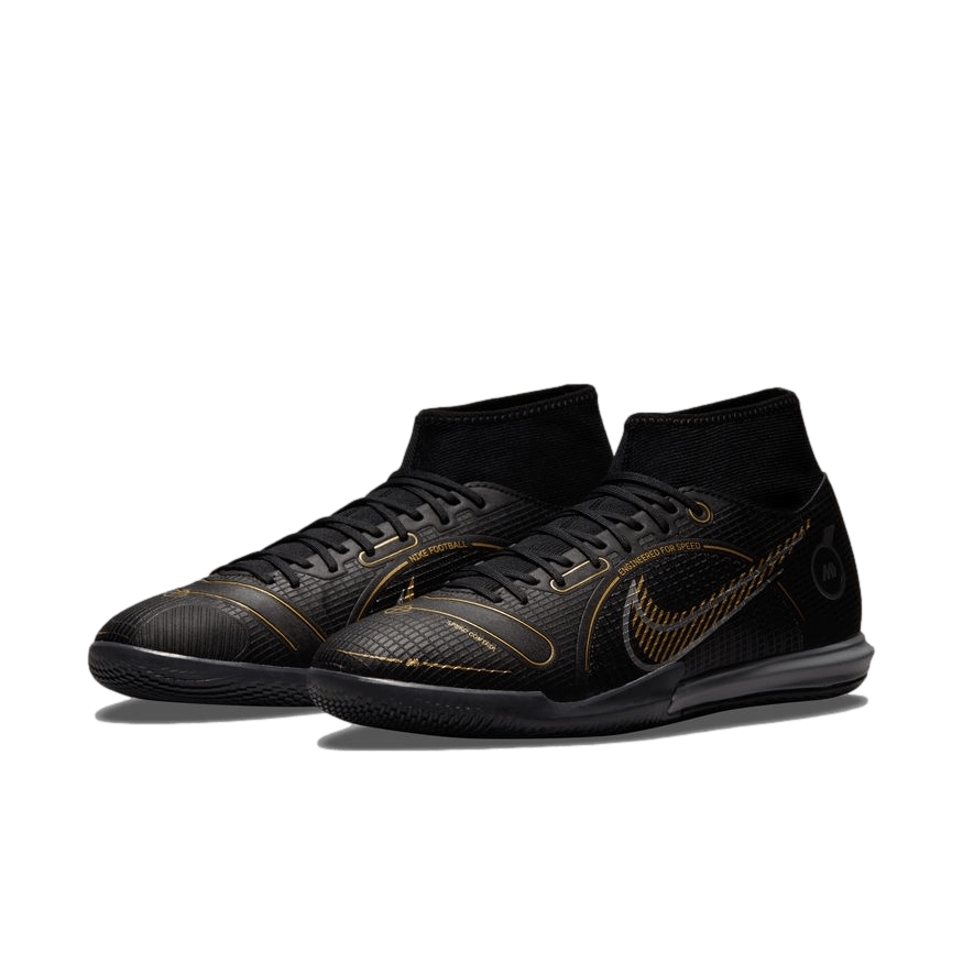 (NIKE-DJ2875-007) Nike Mercurial Superfly 8 Academy Indoor Shoes [black/metallic gold]