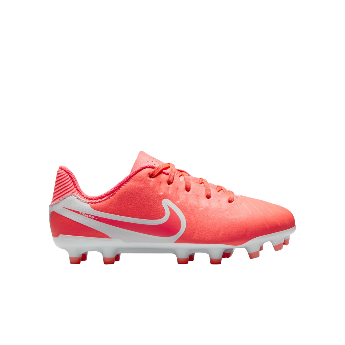 (NIKE-DV4348-800) Botas de fútbol para terreno firme Nike Tiempo Legend 10 Academy MG para jóvenes [LAVA CALIENTE/BLANCO] (lanzamiento el 9/1/25)