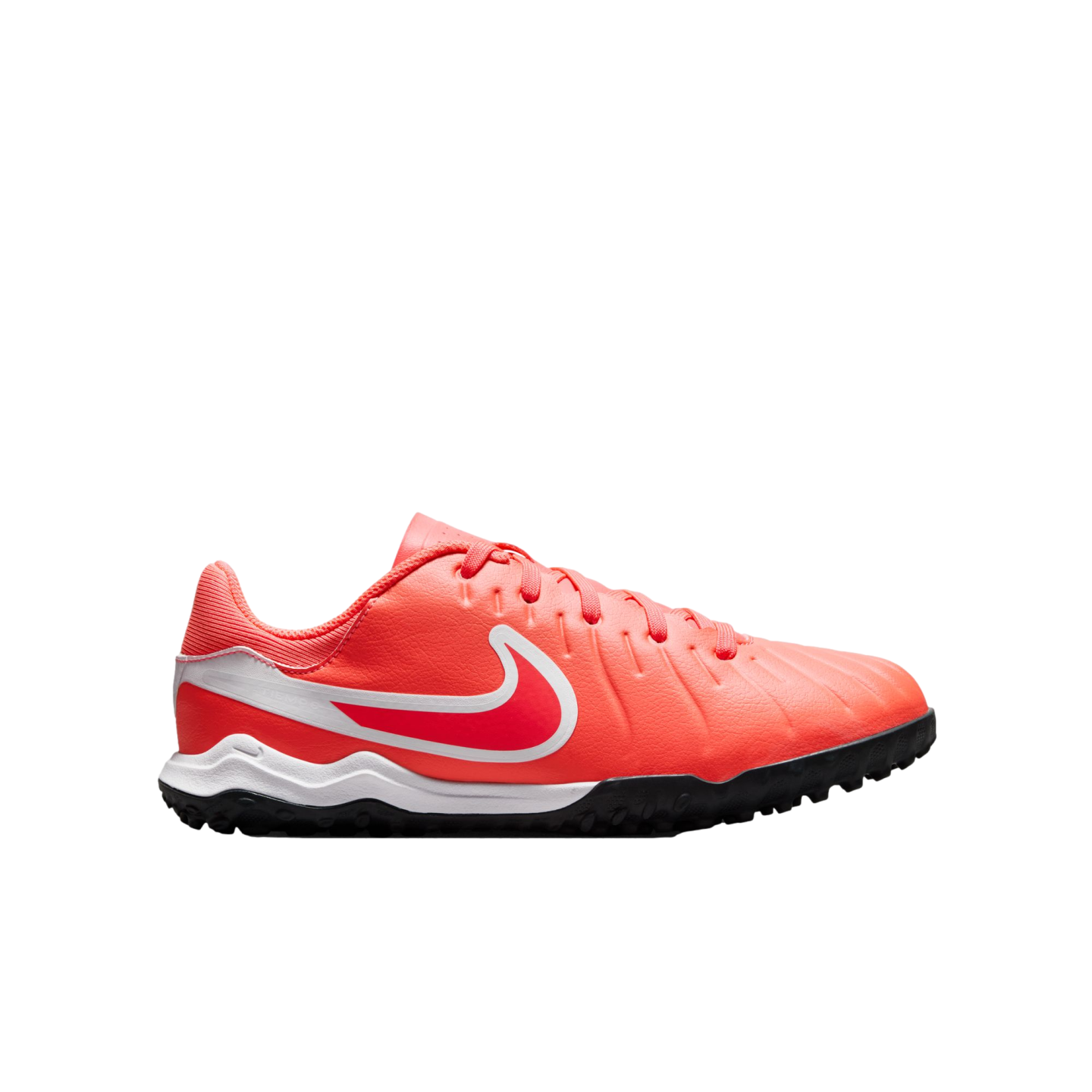 (NIKE-DV4351-800) Zapatillas de fútbol para césped artificial para jóvenes Nike Tiempo Legend 10 Academy [LAVA CALIENTE/BLANCO]