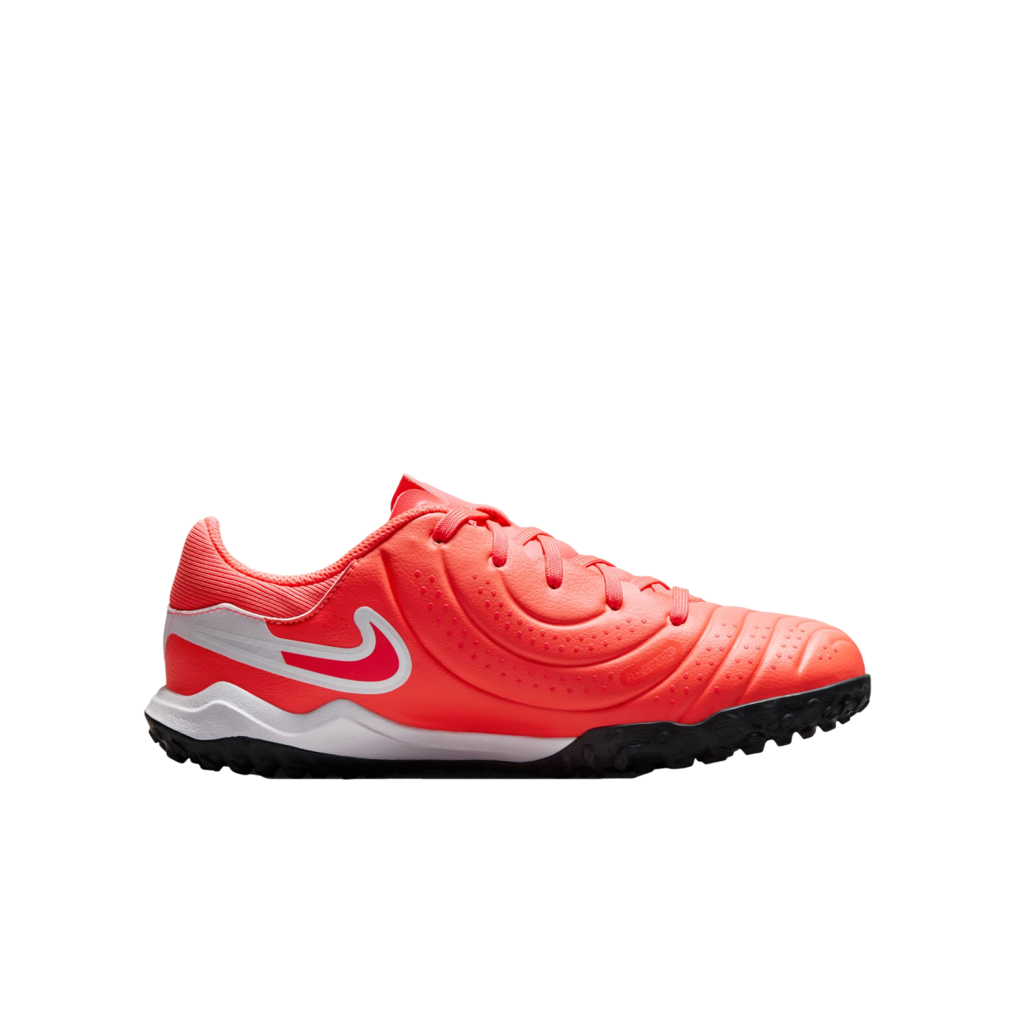 (NIKE-DV4351-800) Zapatillas de fútbol para césped artificial para jóvenes Nike Tiempo Legend 10 Academy [LAVA CALIENTE/BLANCO]