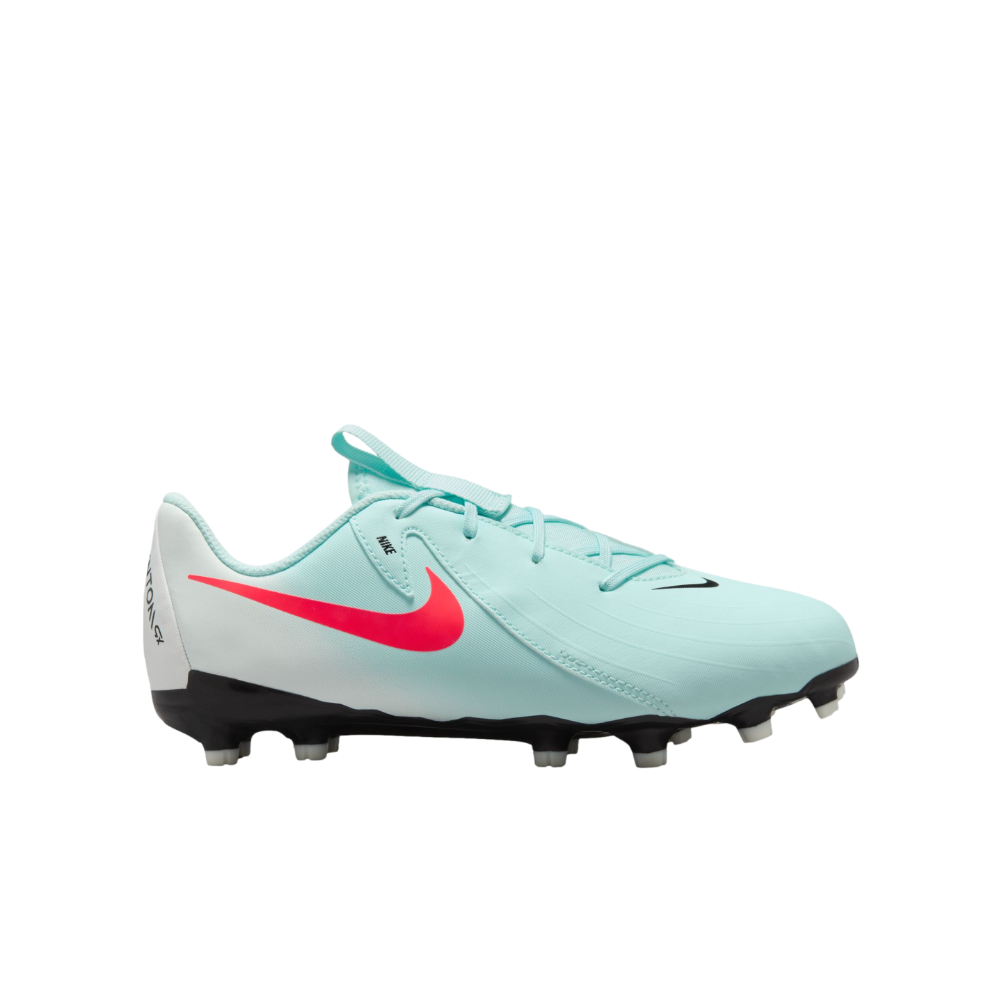 (NIKE-FD6722-300) Botas de fútbol para terreno firme para jóvenes Nike Phantom GX 2 Academy [MENTA/ATOMIC RED-OFF NOIR]