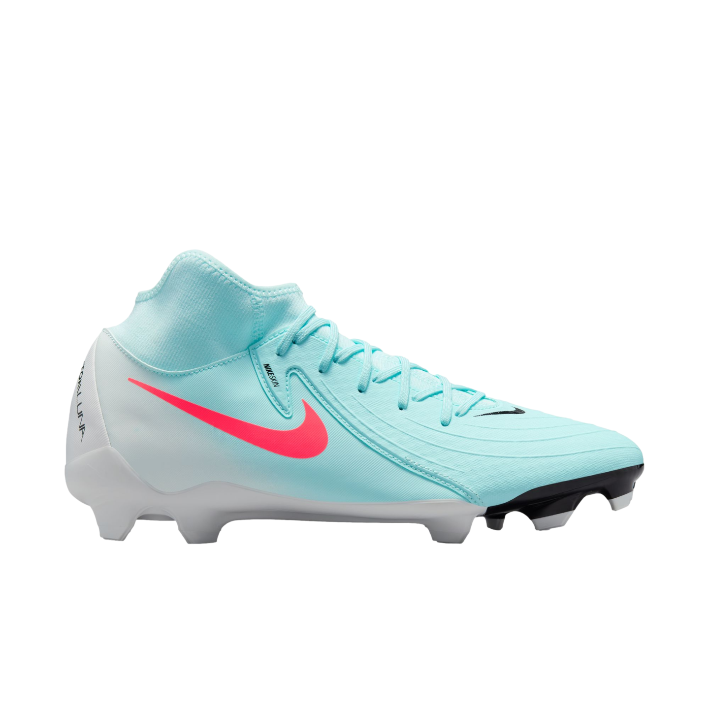 (NIKE-FD6725-300) Botas de fútbol para terreno firme Nike Phantom Luna 2 Academy [MINT/ATOMIC RED-OFF NOIR] (lanzamiento el 9/1/25)