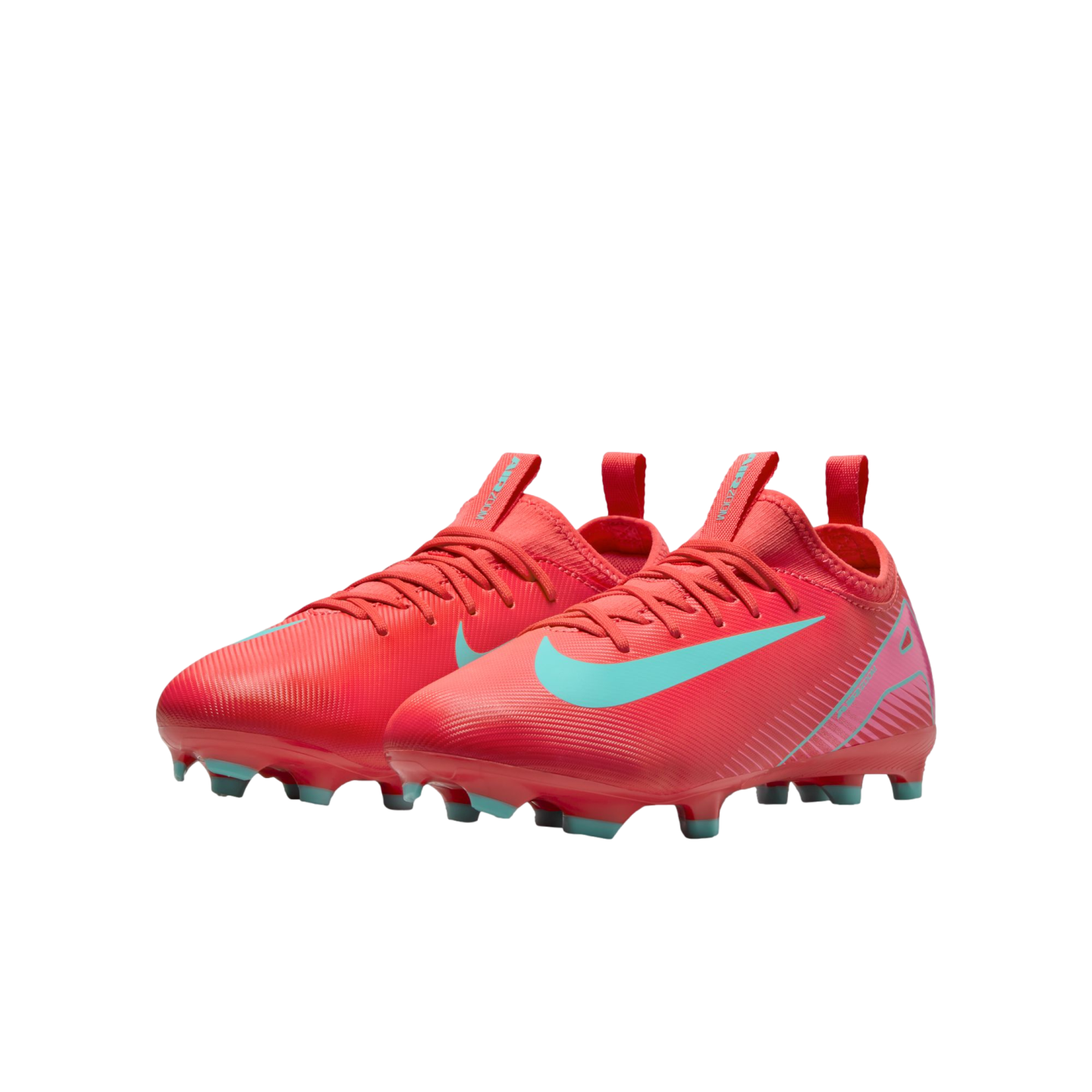 (NIKE-FQ8392-800) Botas de fútbol para terreno firme Nike Mercurial Vapor 16 Academy para jóvenes [EMBER GLOW/AURORA GREEN]