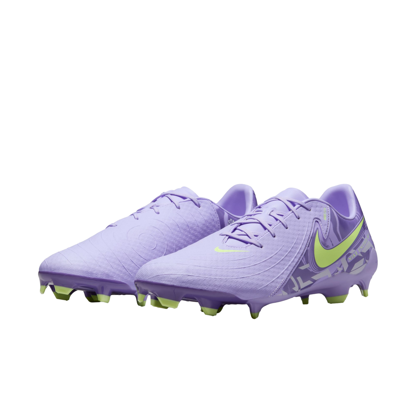 (NIKE-HF1595-500) Botas de fútbol para terreno firme Nike Phantom GX 2 Academy [PURPLE AGATE/BARELY VOLT] (lanzamiento el 5/2/25)