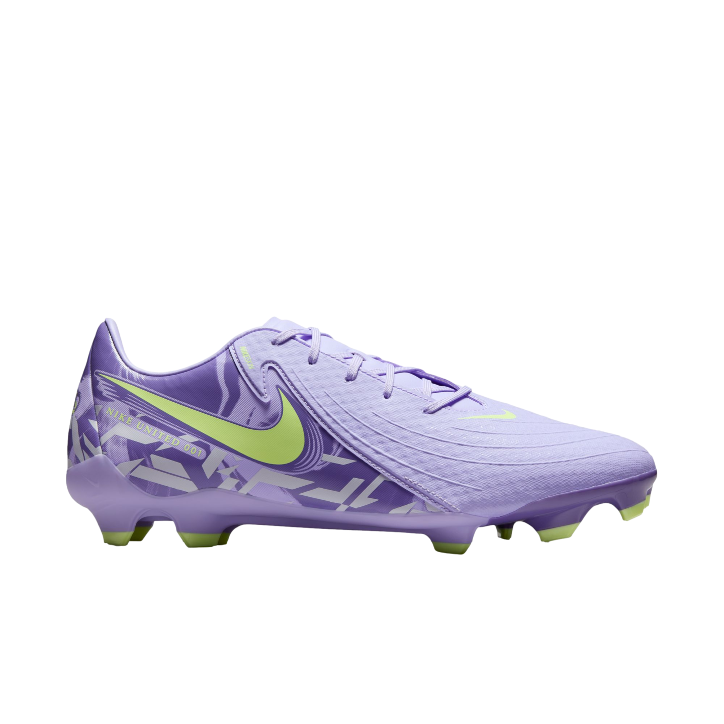 (NIKE-HF1595-500) Botas de fútbol para terreno firme Nike Phantom GX 2 Academy [PURPLE AGATE/BARELY VOLT] (lanzamiento el 5/2/25)