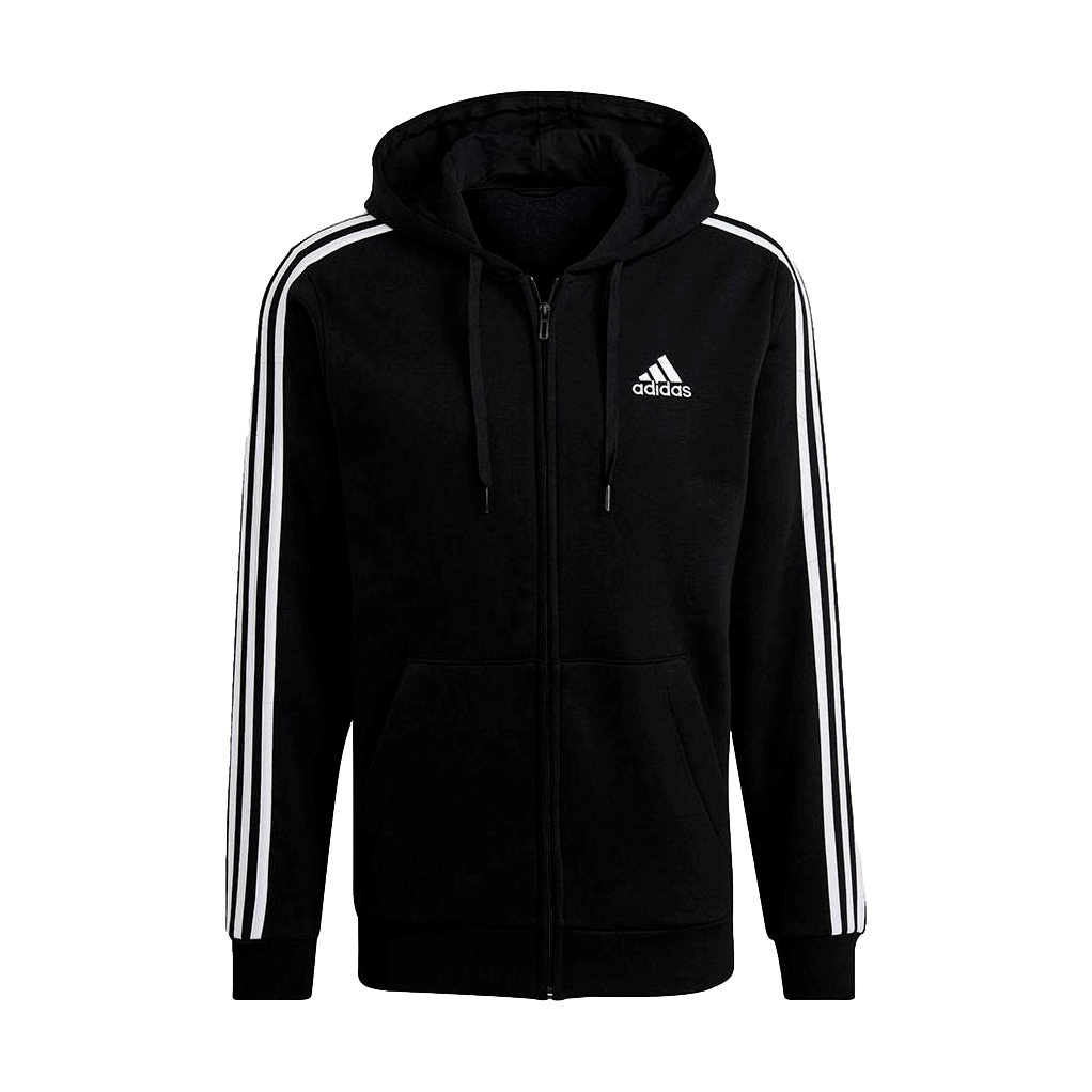 Adidas Essentials 3 Stripe Fleece Full Zip Hoodie