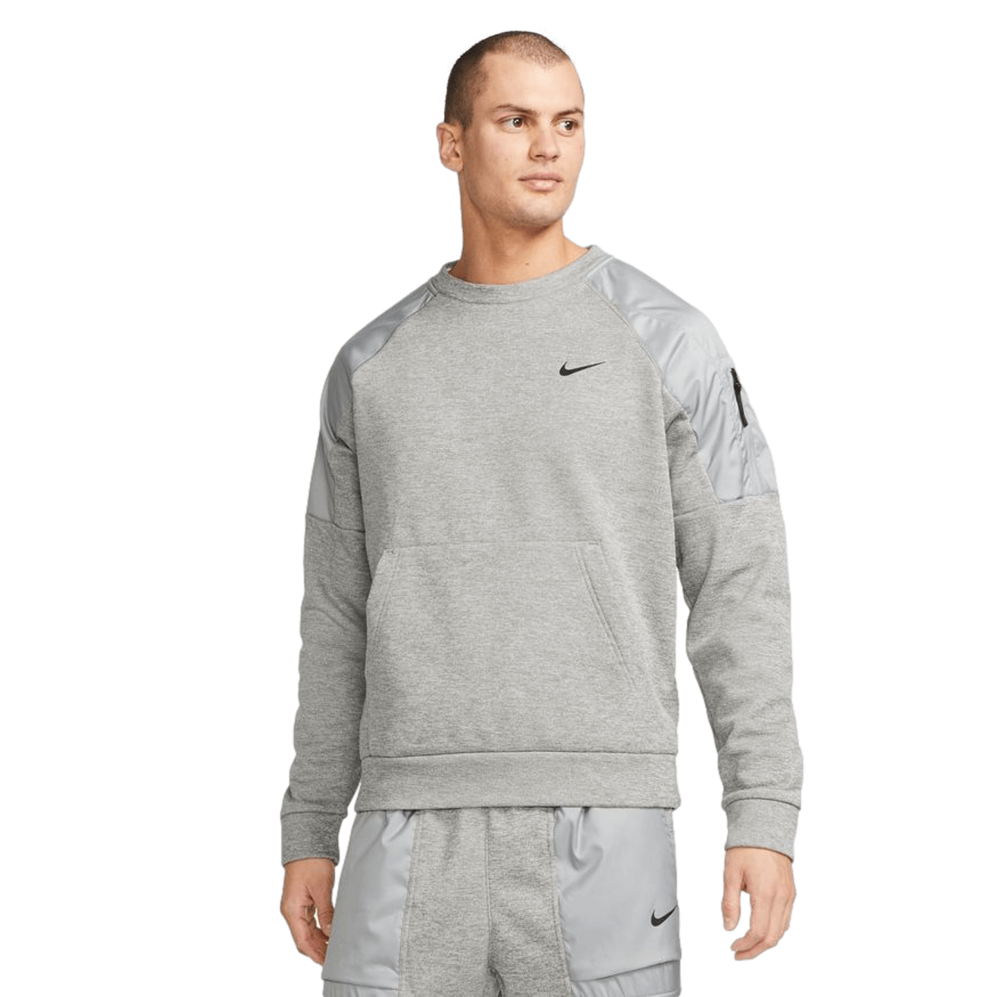 Nike Men's Therma-FIT Crew Fleece Sweatshirt - Grey