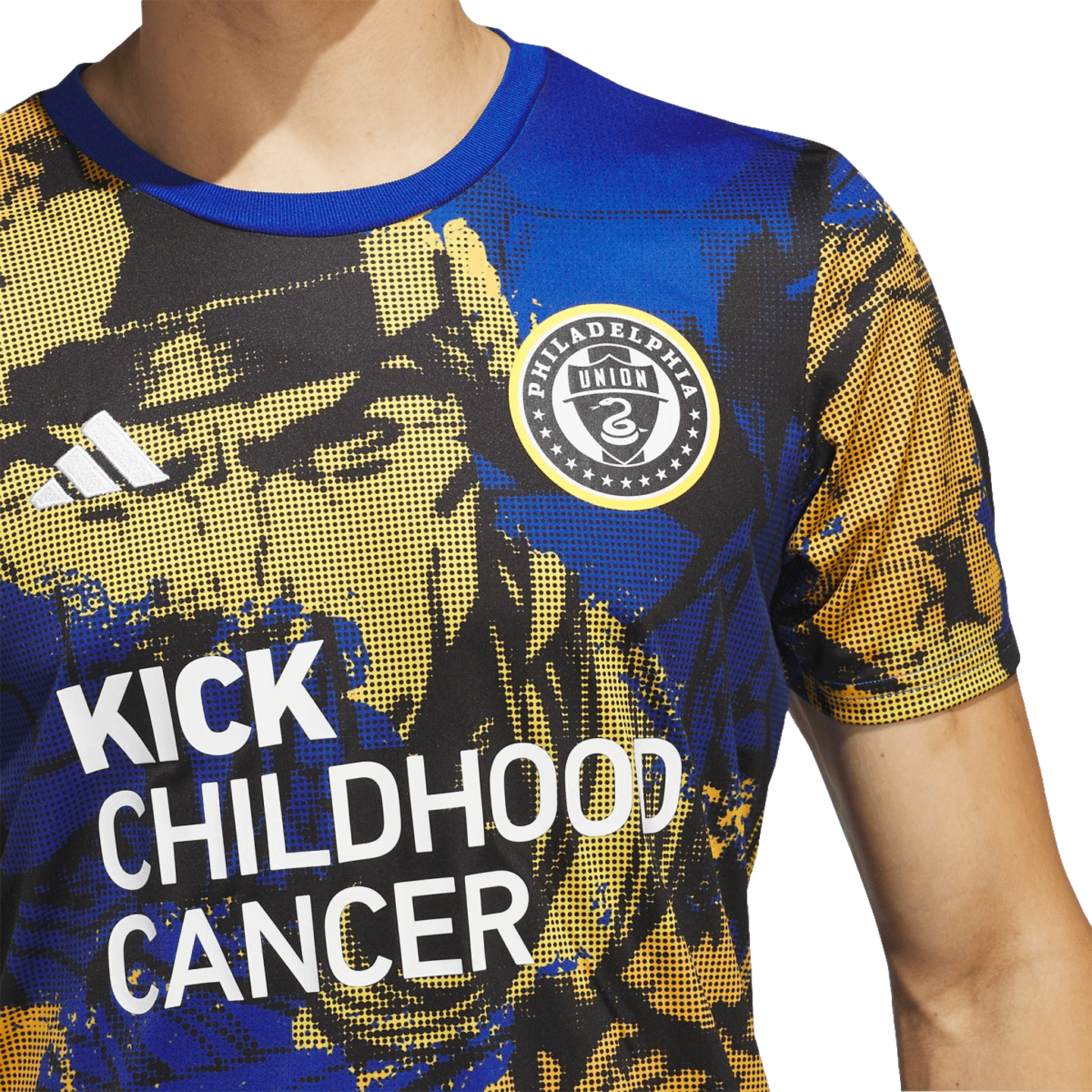 Camiseta de prepartido de adidas Philadelphia Union Kick Childhood Cancer