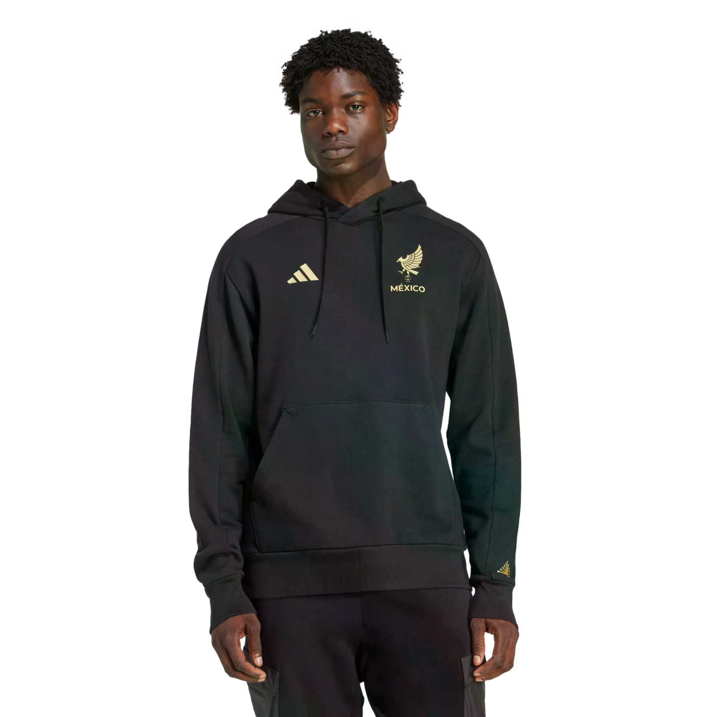 (ADID-JM2868) Sudadera con capucha Adidas Mexico DNA [NEGRO, DORADO]