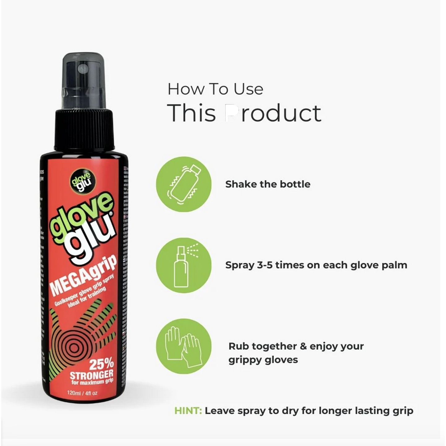 Guante de portero Gloveglu MEGAGrip Fórmula revitalizante (120 ml)