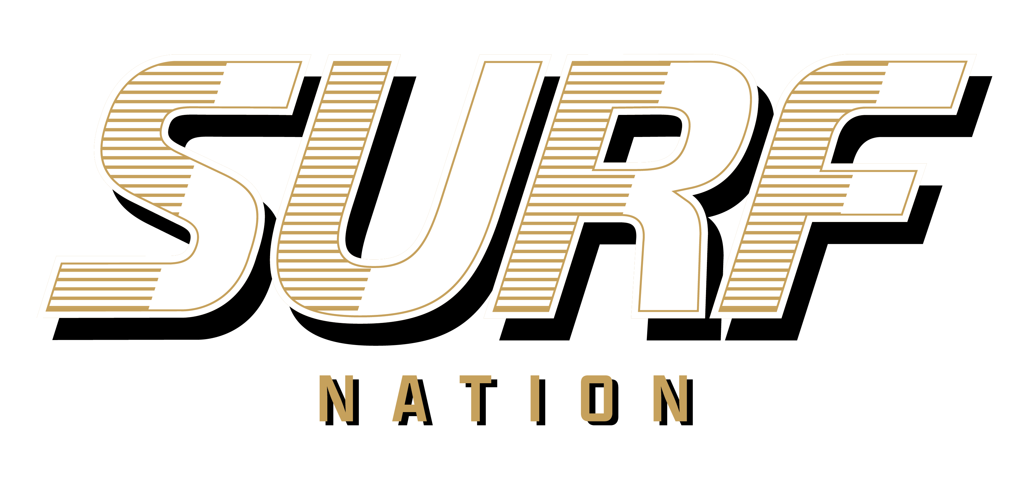 White/Gold Front "Surf" Center Surf Nation