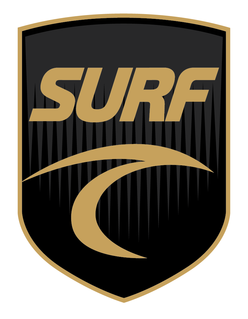 Black/Gold Surf Shield Upper Left (SURF TEXT)