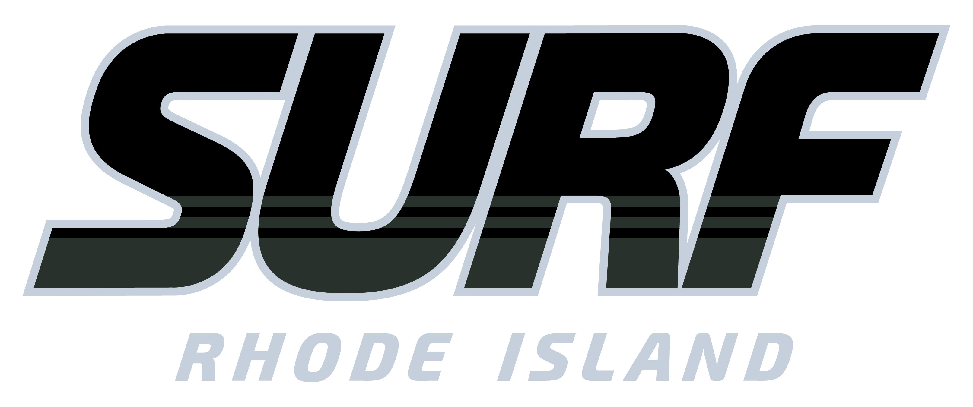 Black "Surf" Front Center Chest Rhode Island