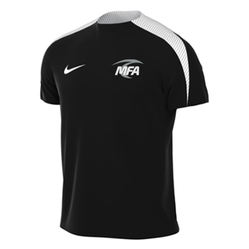 Camiseta de jugadora Nike Dri-Fit Strike 24 para mujer de la MFA Coach 2024, color negro