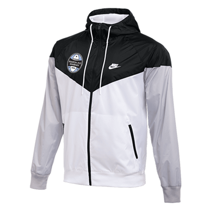 Chaqueta Nike Team Windrunner Coach 2024 de la MFA, color blanco y negro